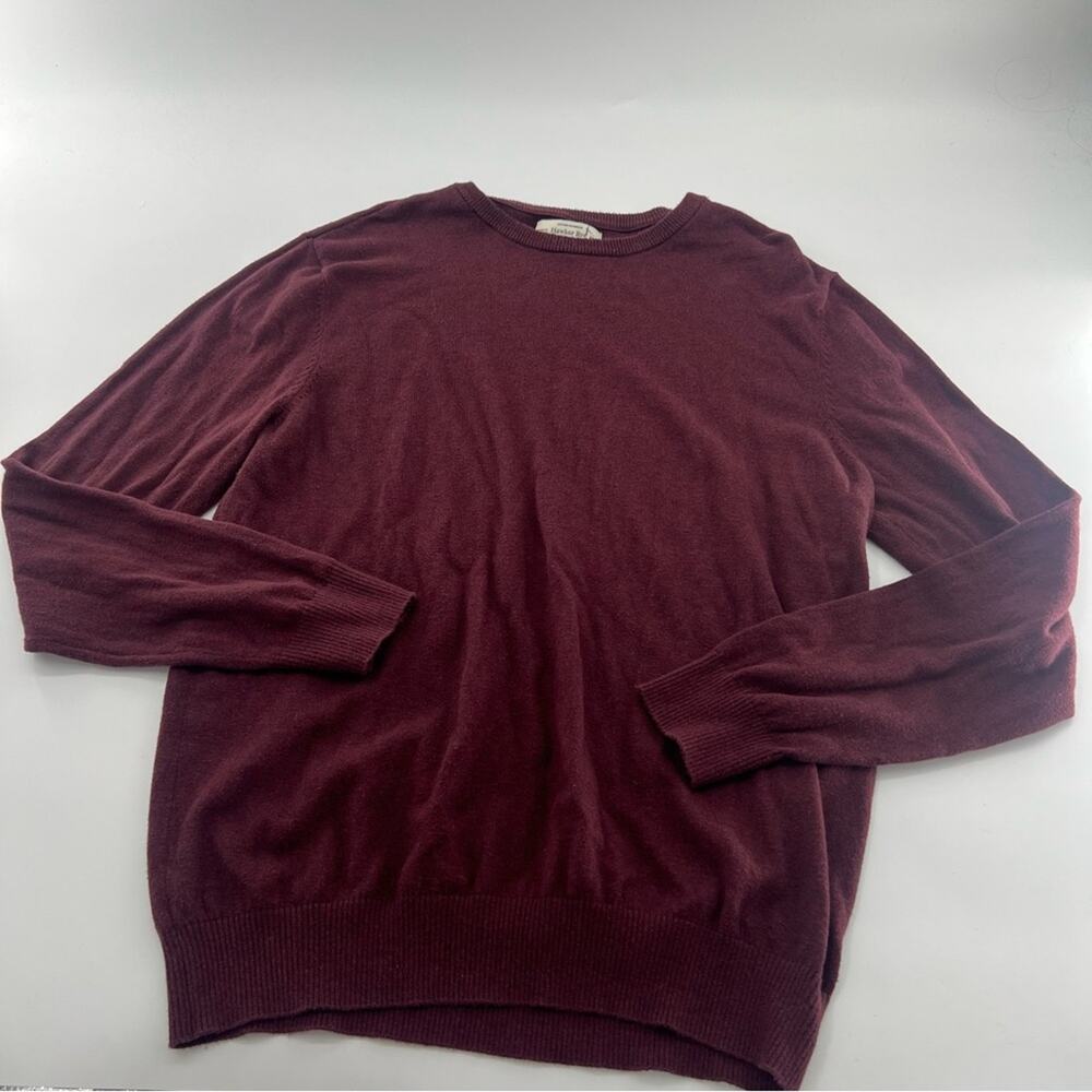 Hawker Rye Men’s Maroon Red Cotton Cashmere Crewneck Sweater